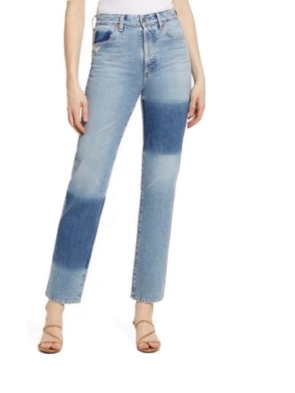 Ag Adriano Goldschmied Alexxis Straight Jean High Rise Vintage Fit Patchwork